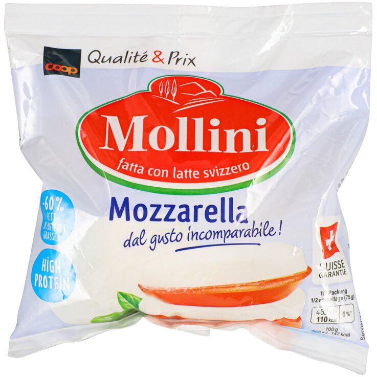 Mozzarella Mollini, 60% de matière grasse en moins 125g