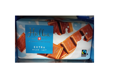 Plaque de chocolat Halba Lait Extra 100g