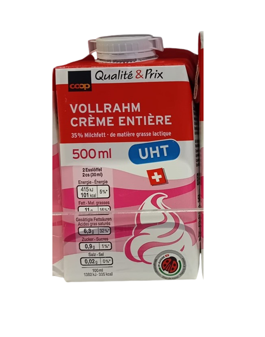 Crème entière UHT IP-Suisse 2x 500ml