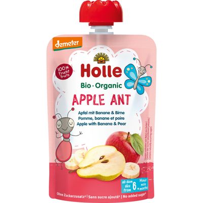Holle Gourde de compote Apple Ant  gourde à partir de 6 mois+ (100g)