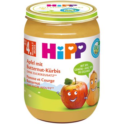 Hipp Compote de pomme avec courge Butternut bio 4 mois+ 190g