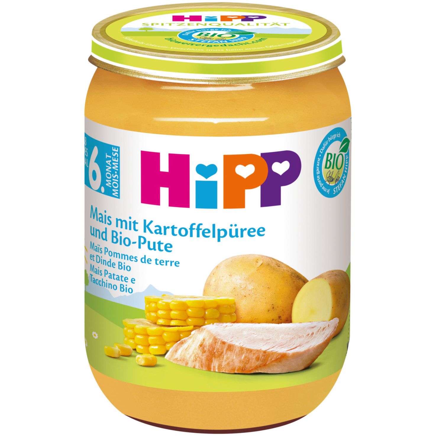 Petit pot bio Hipp Maïs-Pommes de terre-Dinde 6m+ 190g
