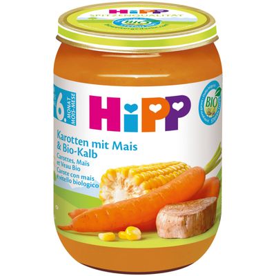 Hipp Purée de carottes, maïs &amp; veau bio 6 mois+ 190g