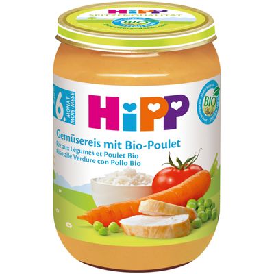 Hipp Purée de légumes, riz &amp; poulet bio 6 mois+  190g