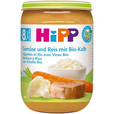 Hipp Purée de légumes, riz &amp; veau bio 8 mois+ 220g