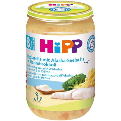 Hipp Purée de tagliatelle, poisson marin &amp; brocoli bio 8 mois+ 220g
