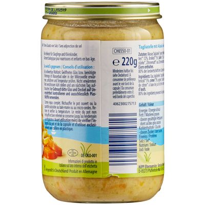 Hipp Purée de tagliatelle, poisson marin &amp; brocoli bio 8 mois+ 220g