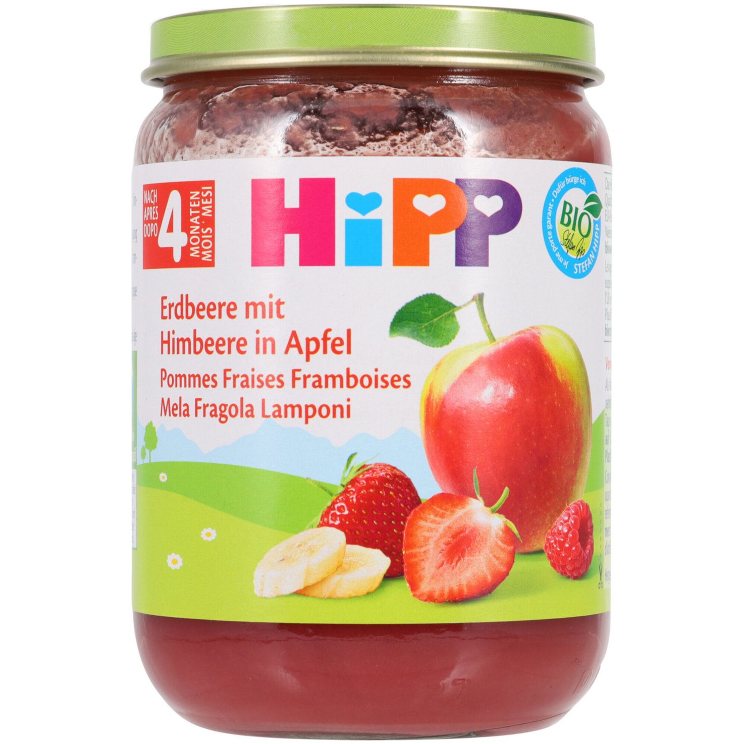 Hipp Purée de pomme, fraise &amp; framboise 190g