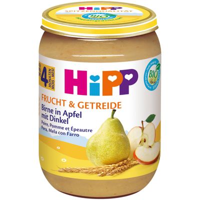 Hipp Purée de poire, pomme &amp; épeautre bio 4 mois+  190g