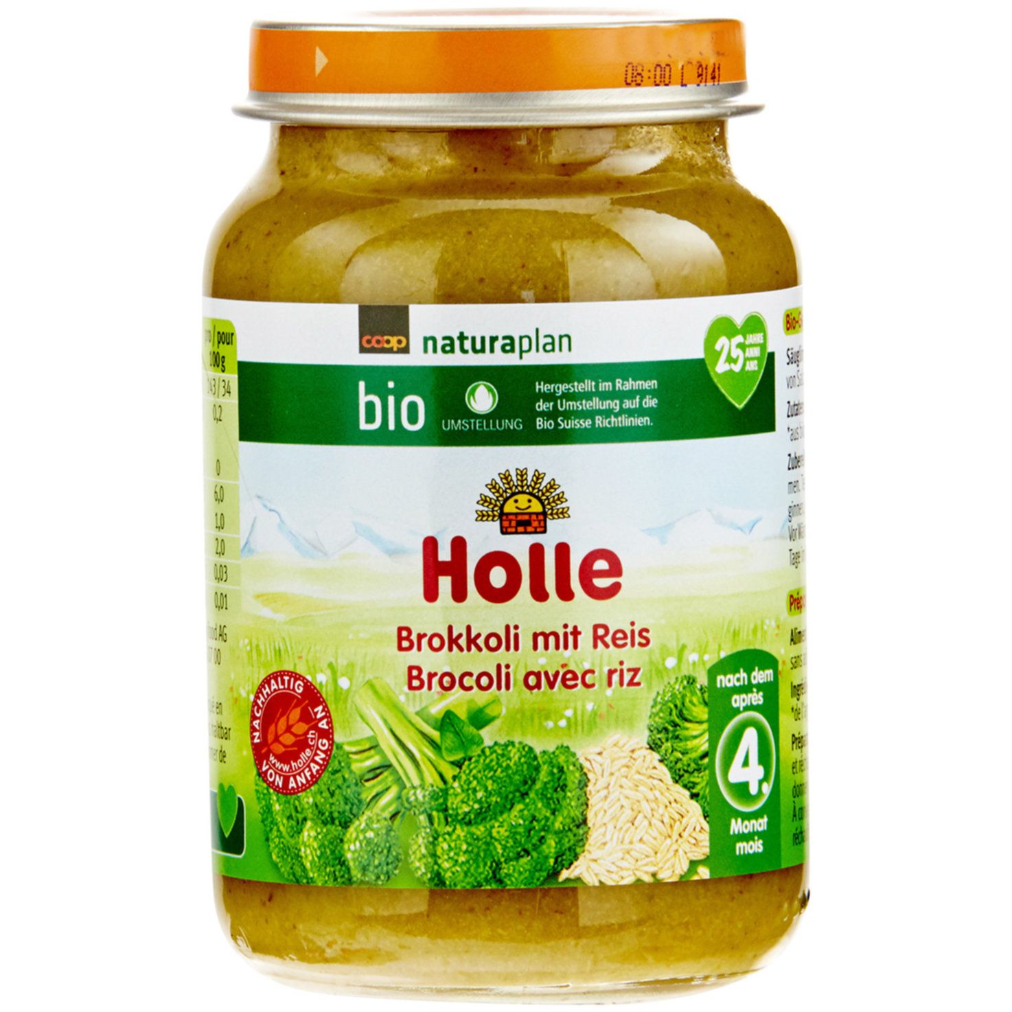 HOLLE Demeter Bio Purée brocoli &amp; riz 4 mois+  190g