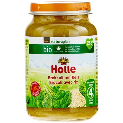 HOLLE Demeter Bio Purée brocoli &amp; riz 4 mois+  190g