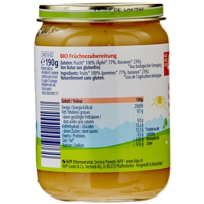 Hipp Purée de pomme &amp; banane 4 mois+ 190g