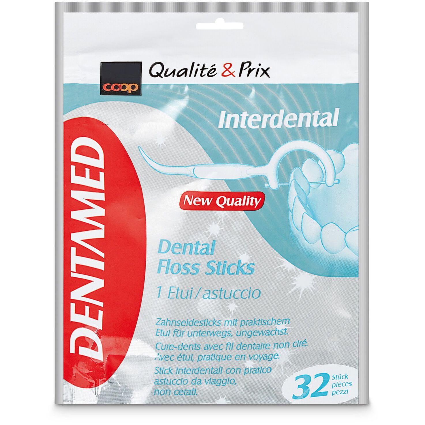 Dentamed Cure-dents avec fil dentaire Interdental 32 pièces