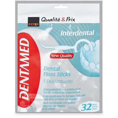 Dentamed Cure-dents avec fil dentaire Interdental 32 pièces