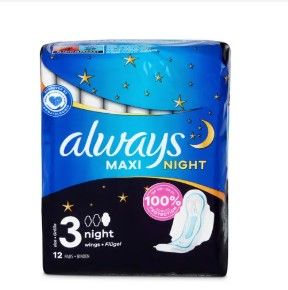 Always Serviettes hygiéniques avec ailettes Maxi Night 12 pièces