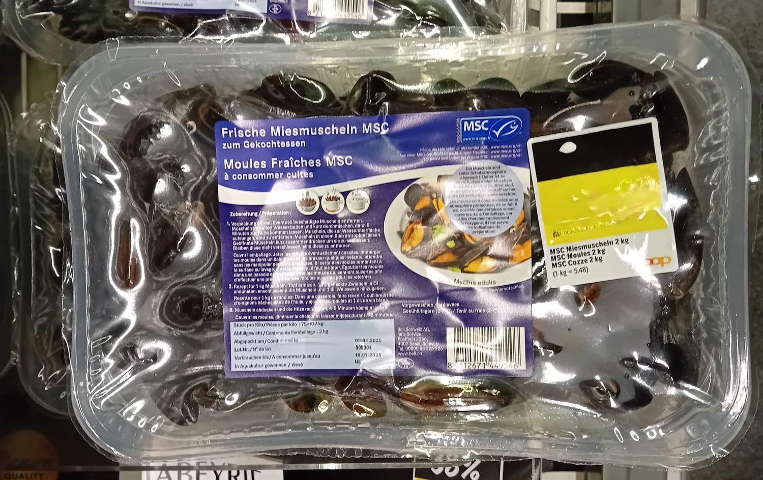 Moules fraîches Msc 1000g