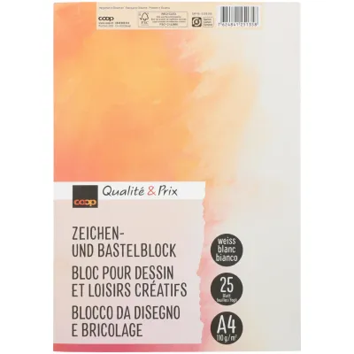 bloc de feuilles de dessin A4 blanc 110 g/m2