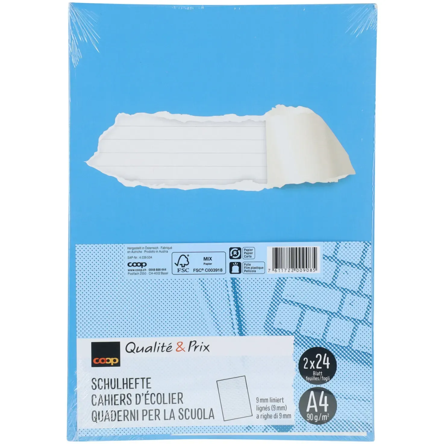 Qualité&amp;Prix cahiers A4 lignés 9mm sans cadre 2 pièce