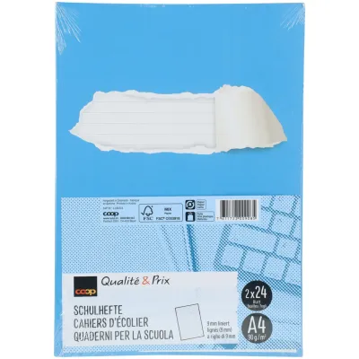 Qualité&amp;Prix cahiers A4 lignés 9mm sans cadre 2 pièce