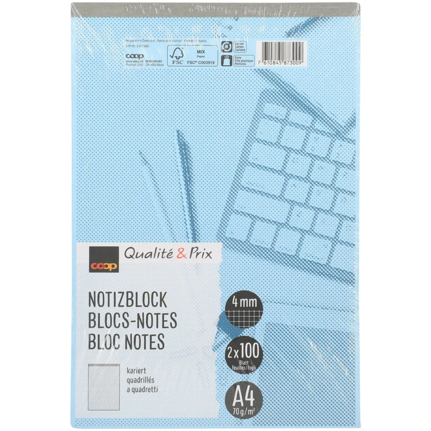 Bloc-notes A4 carr. 2 pièce