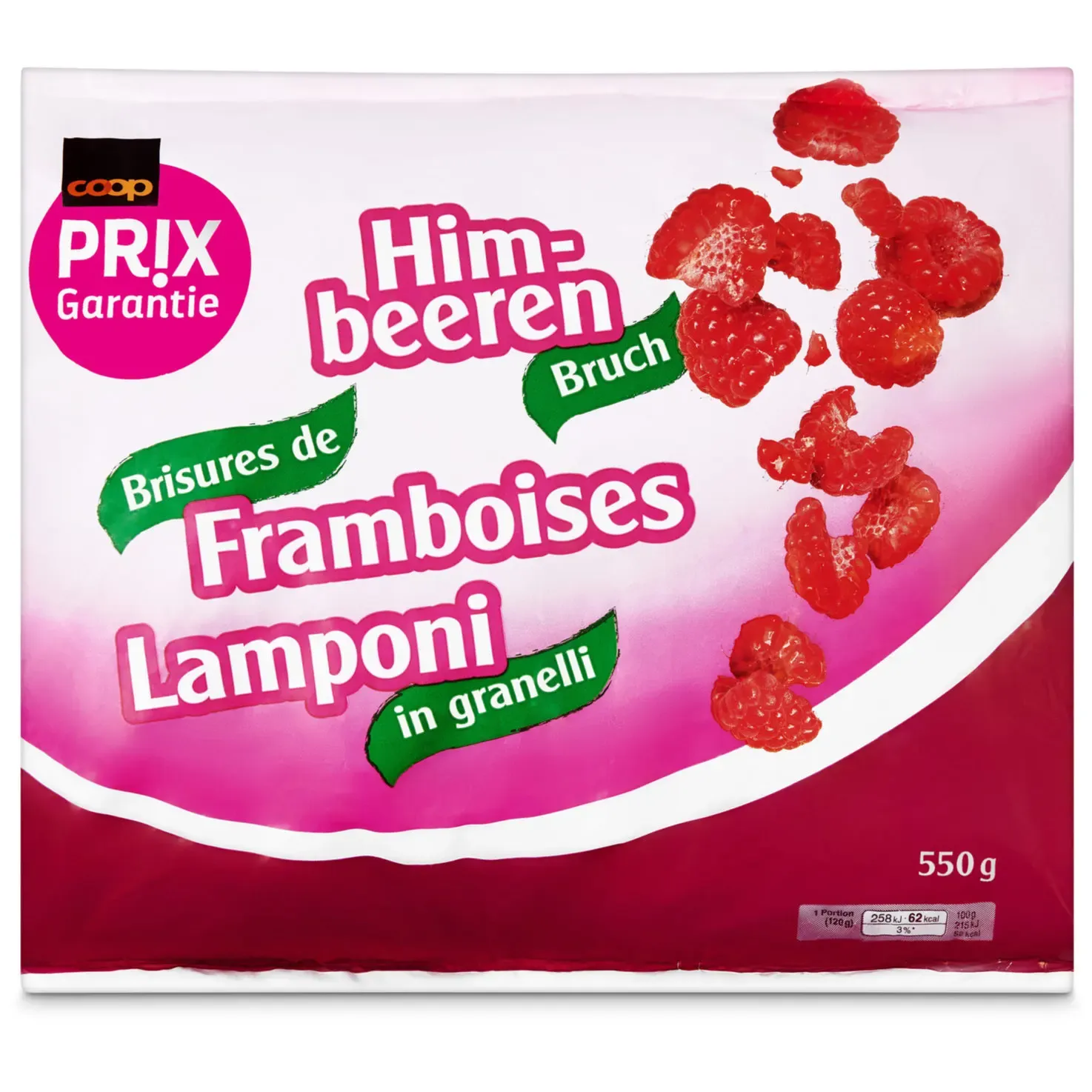 Brisures de framboises surgelées 550g