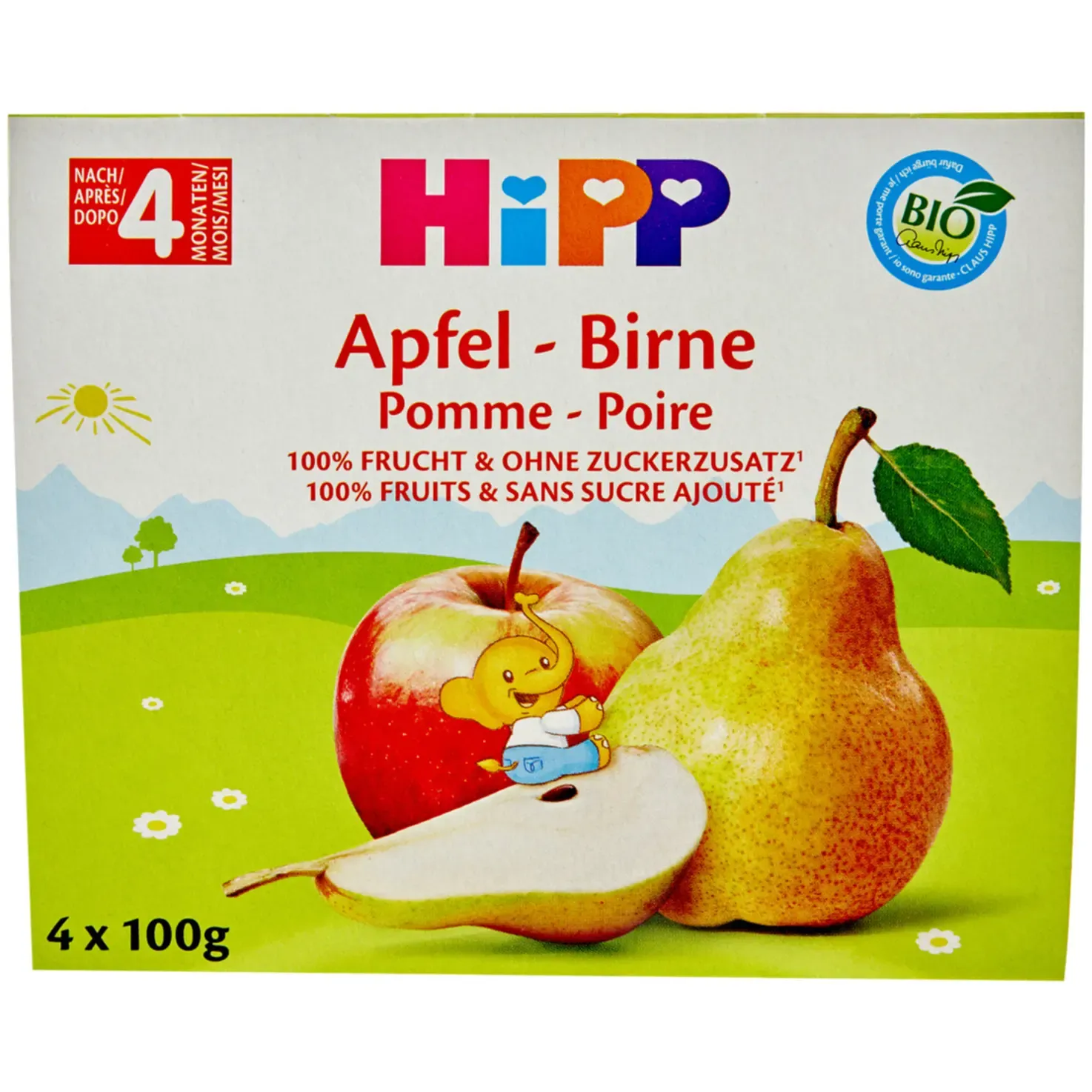 Pause fruitée Hipp Pomme-Poire 4m+ 4x100g