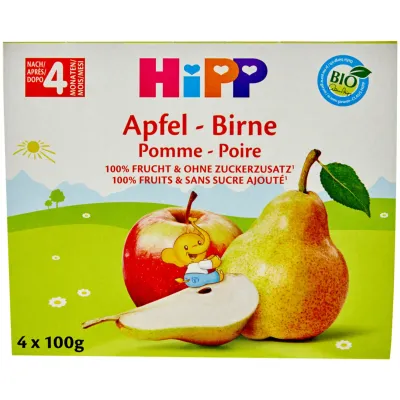 Pause fruitée Hipp Pomme-Poire 4m+ 4x100g