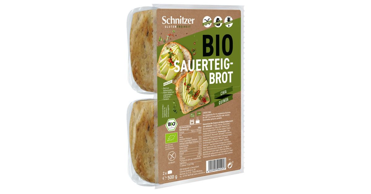 Schnitzer Pain aux graines de chia &amp; quinoa bio sans gluten 500g