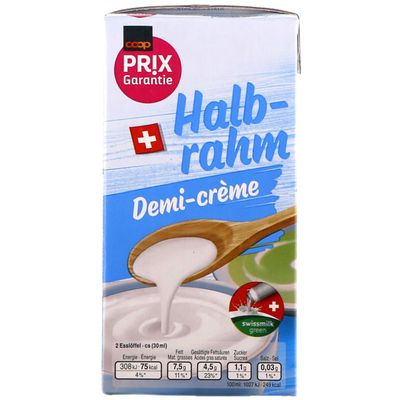 Demi-crème UHT 25% de matière grasse 500ml