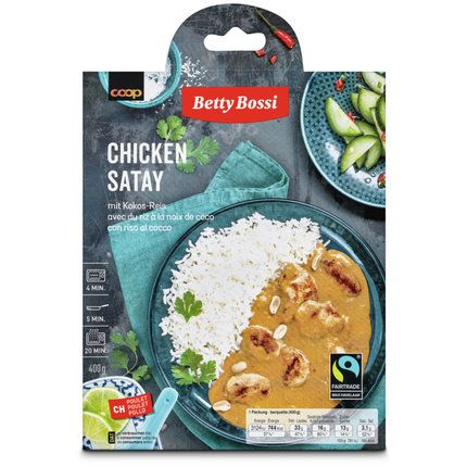 Betty Bossi Fairtrade Poulet Satay avec riz à la noix de coco 400g