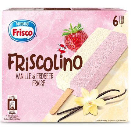 Frisco Bâtonnets de glace Friscolino vanille &amp; fraise 6 pièces 450ml
