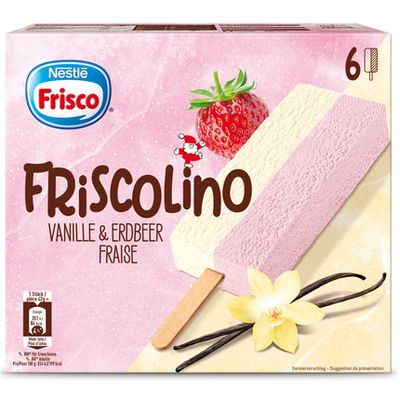 Frisco Bâtonnets de glace Friscolino vanille &amp; fraise 6 pièces 450ml