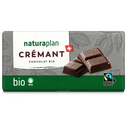 Bio Fairtrade Plaque de chocolat noir Crémant 100g