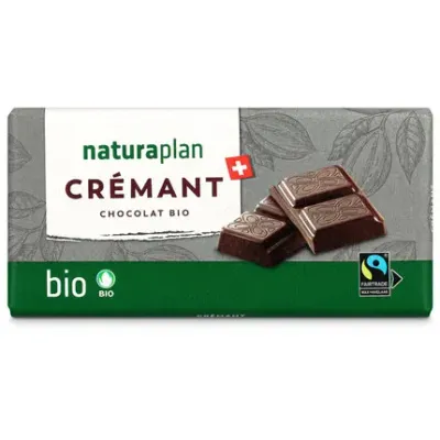 Bio Fairtrade Plaque de chocolat noir Crémant 100g