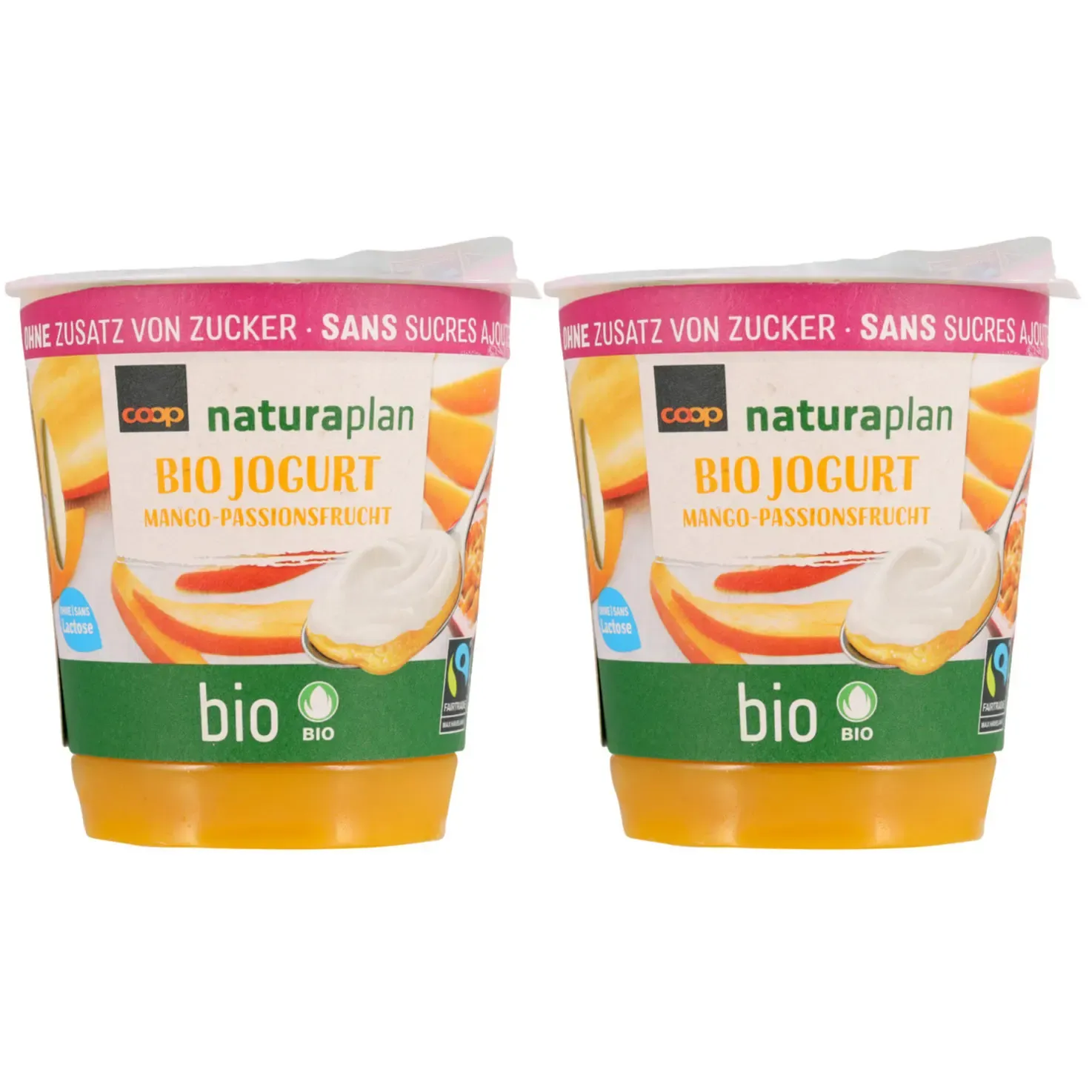 Fairtrade Mangue-Fruit de la passion sans sucres ajoutés 2x150g