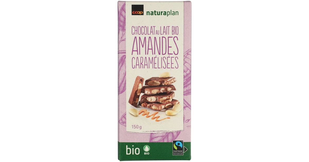 Bio Plaque de chocolat au lait avec amandes 150g