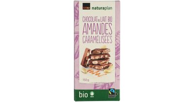 Bio Plaque de chocolat au lait avec amandes 150g