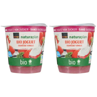 Bio Yogourt à la fraise &amp; vanille sans sucre ajouté 2x150g