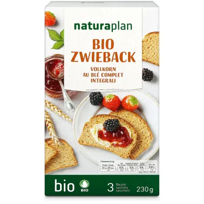 Bio Zwiebacks au blé complet 230g
