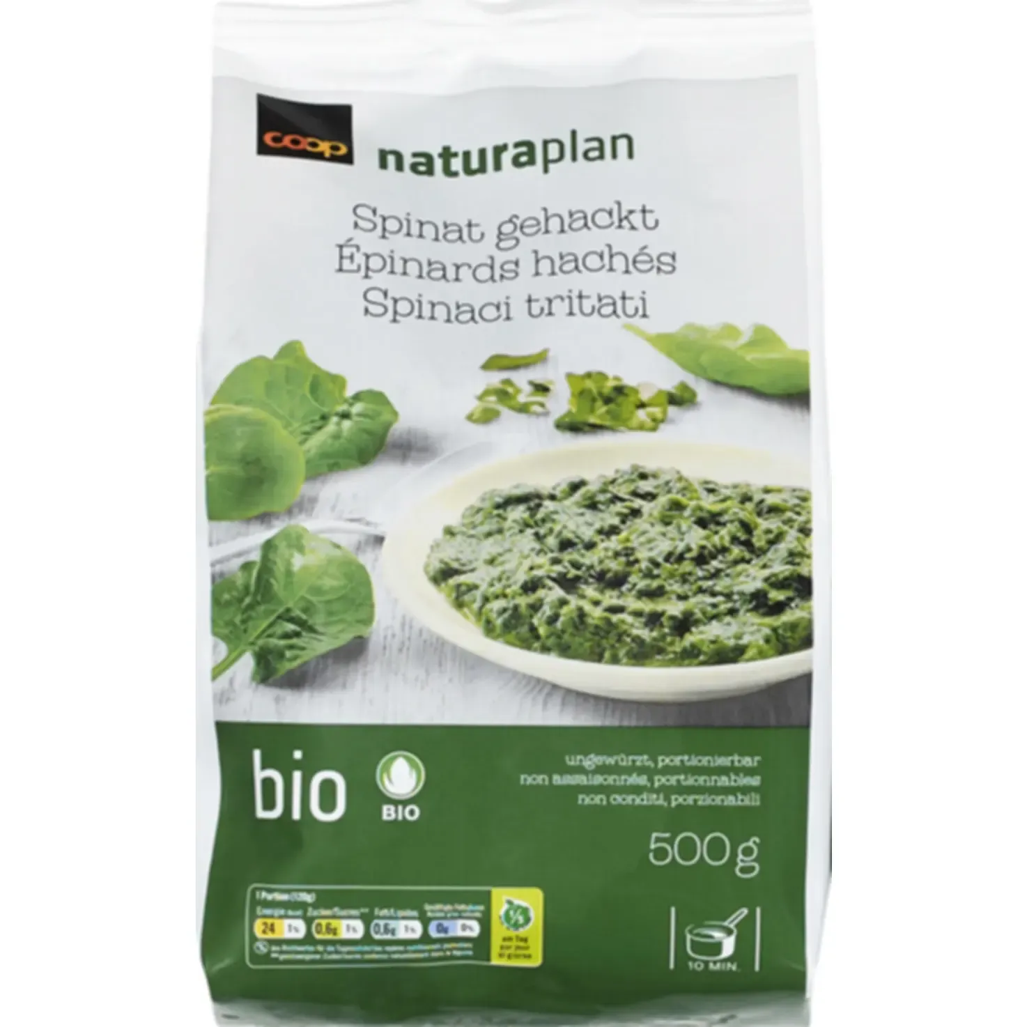 Bio Épinards hachés nature surgelés 500g