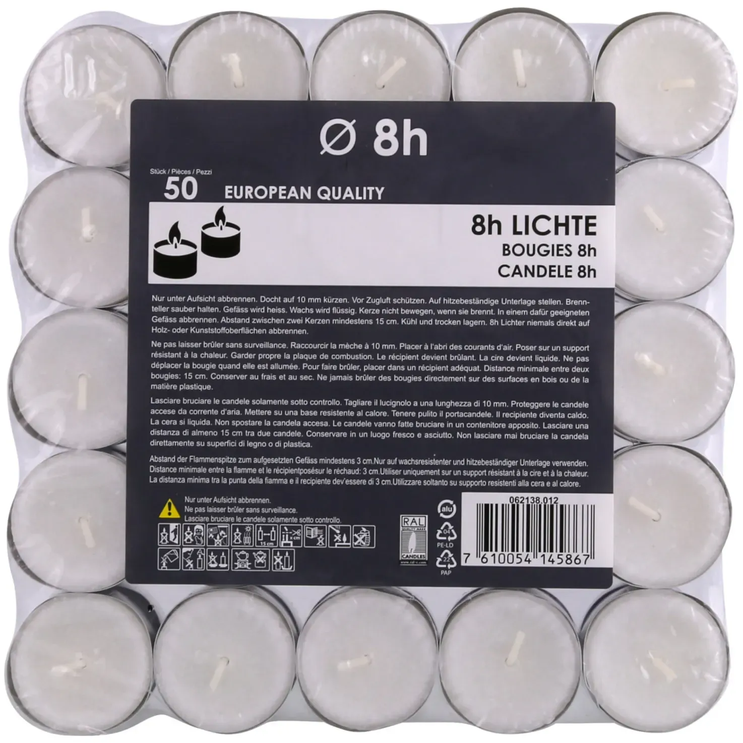 Bougies à réchaud 8h 50 pièces