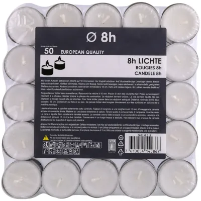 Bougies à réchaud 8h 50 pièces