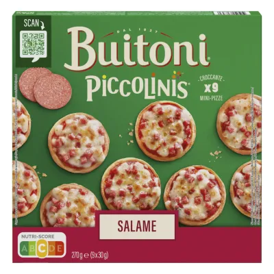 Buitoni Pizzas au salami Piccolinis surgelées 9 pièces 270g