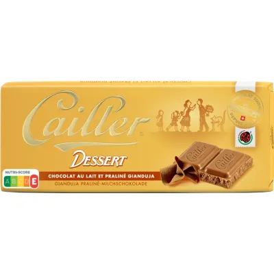 Cailler Dessert Tablette Chocolat au Lait et Praliné Gianduja 100g