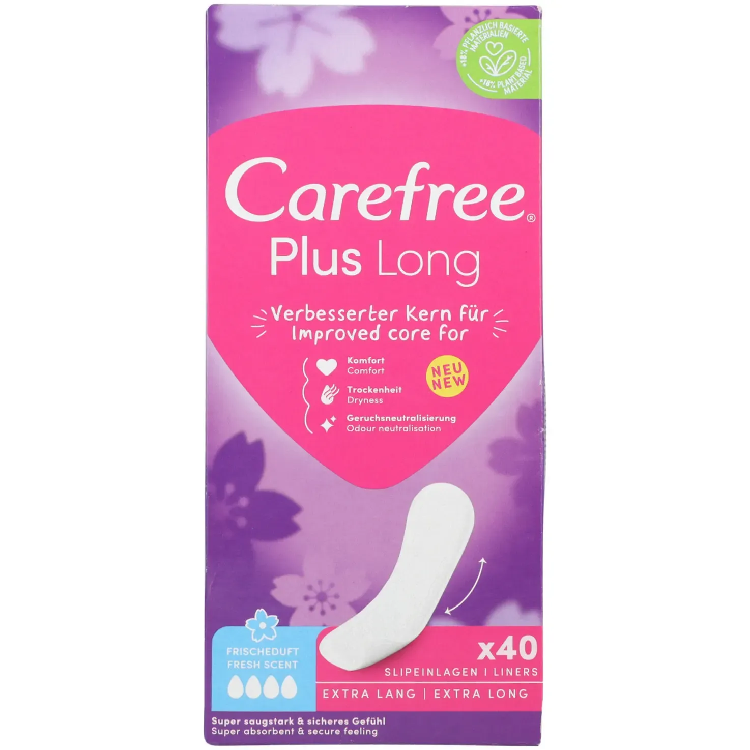 Carefree Protège-slips fraîcheur plus Long 40 pièces