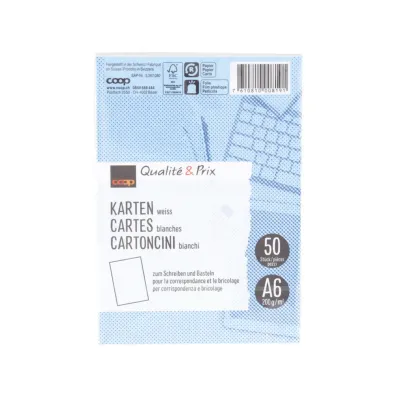 Cartes blanches A6 25 FSC 50 feuilles 50pce