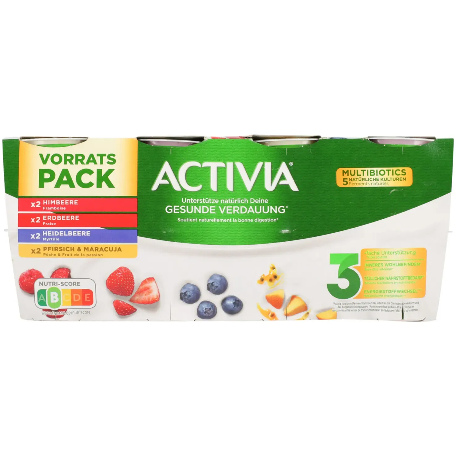 Yogourts probiotiques Activia Divers fruits emballage familial 8x115g
