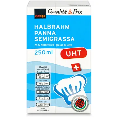 Demi-crème pasteurisée IP-Suisse 1x250ml