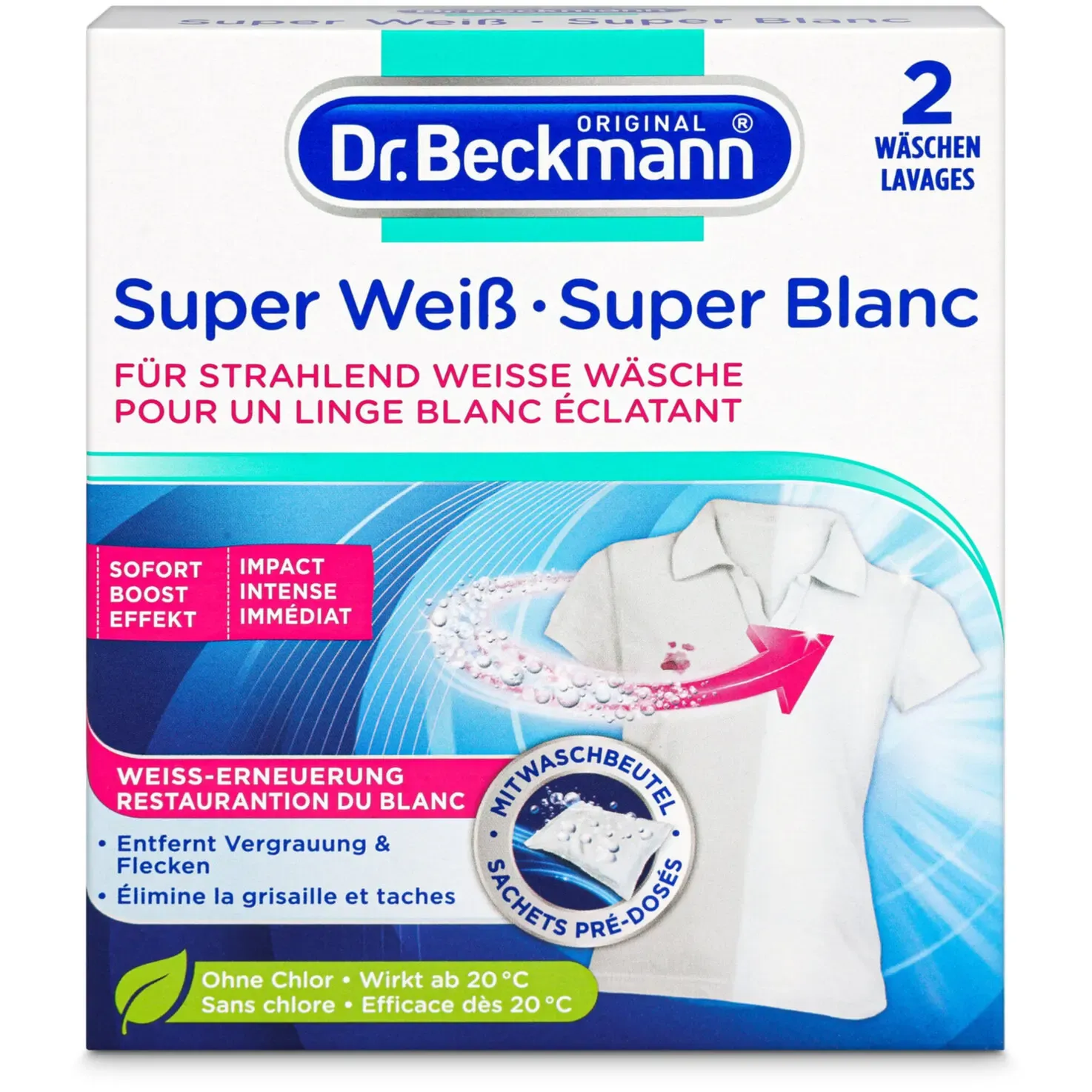 Dr. Beckmann Blanchisseur de textiles Super Blanc 2x40g