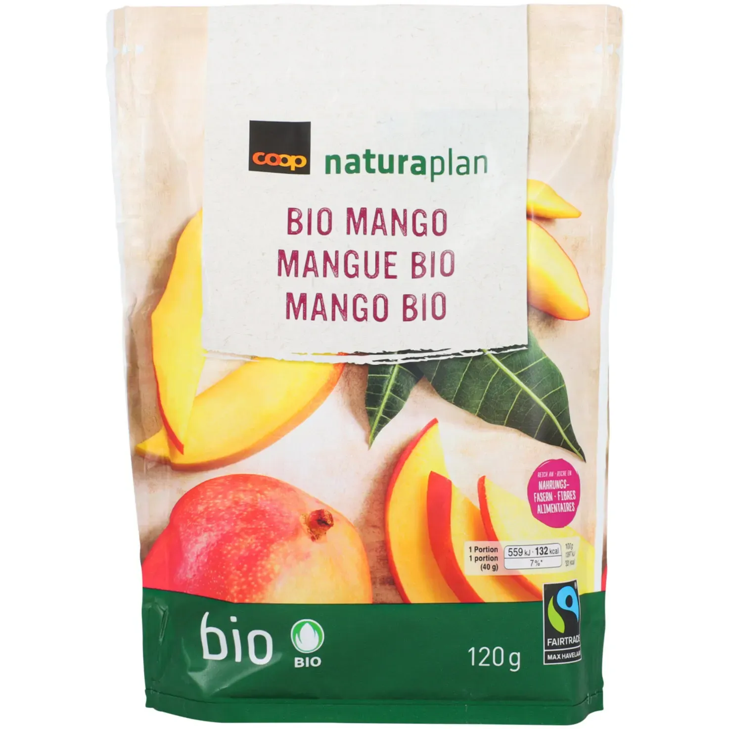 Fairtrade Mangue en tranches 120g